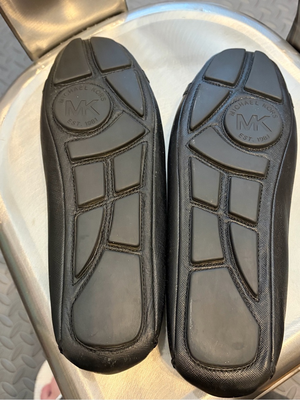 Michael Kors Black Leather Silver MK Logo Ballet Flats. Woman’s Size 11. - Picture 7 of 8